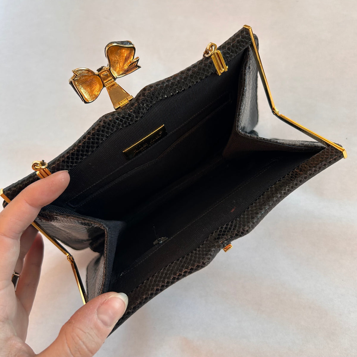 Pre-Loved Judith Leiber Black Snakeskin Evening Bag