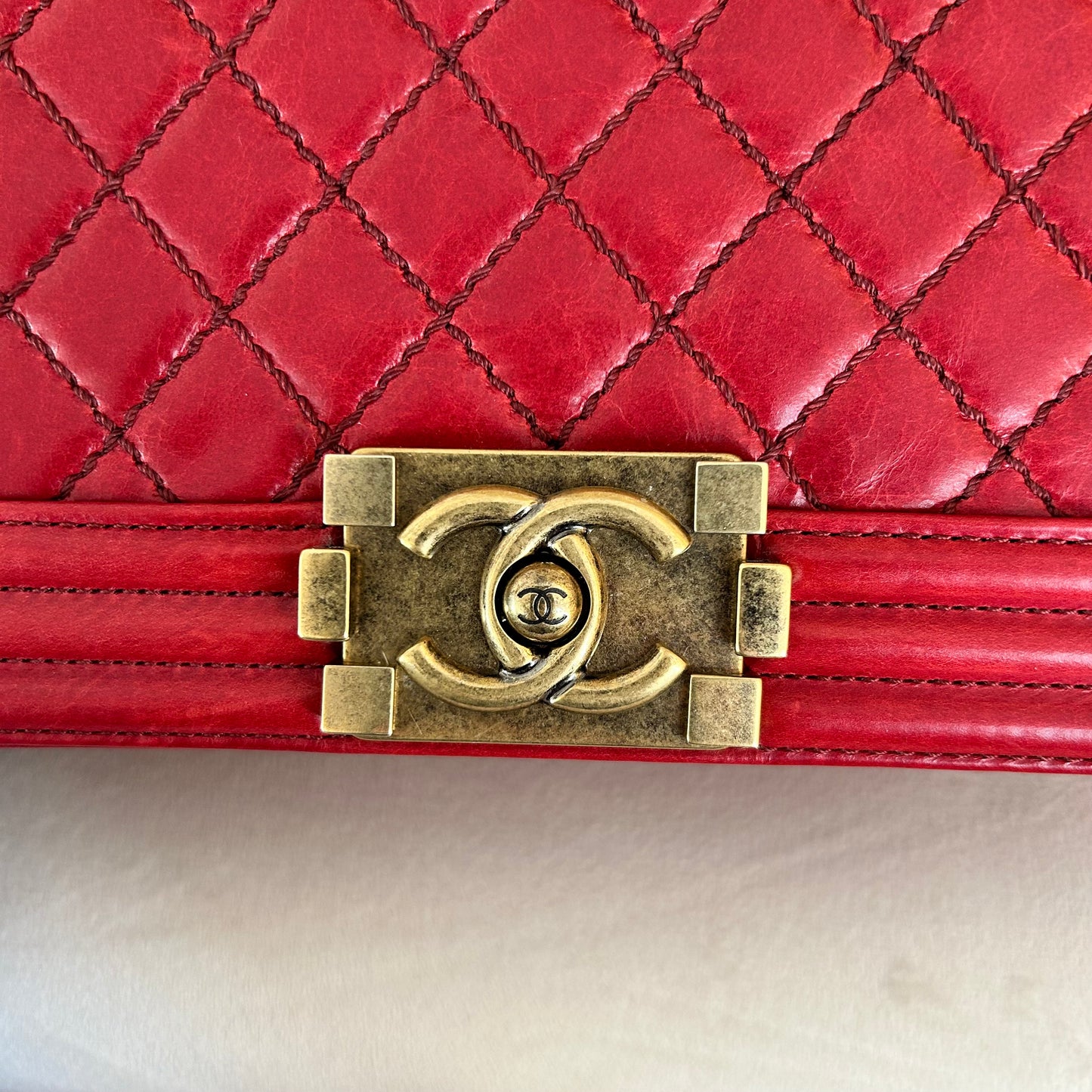 Pre-Loved Chanel Quilted Red Boy Flap