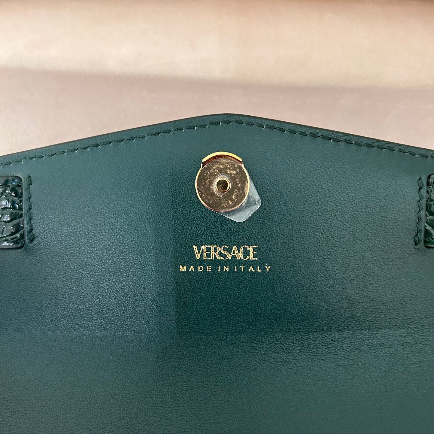 Pre-Loved Versace ‘95 Embossed Croc Wallet on Chain