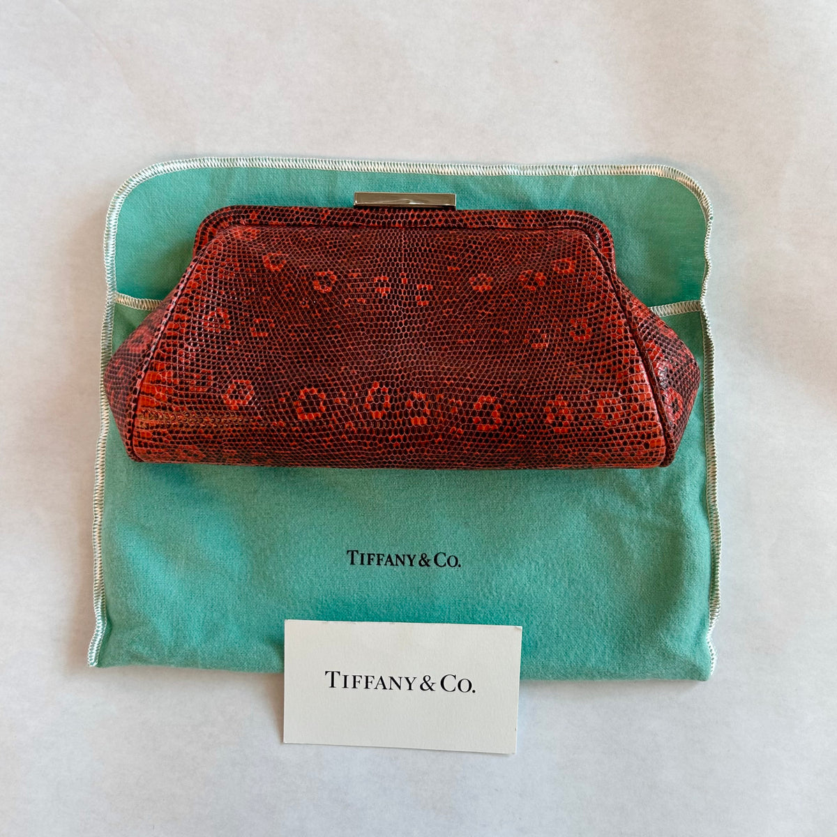 Pre-Loved Tiffany & Co. Red Lizard Clutch
