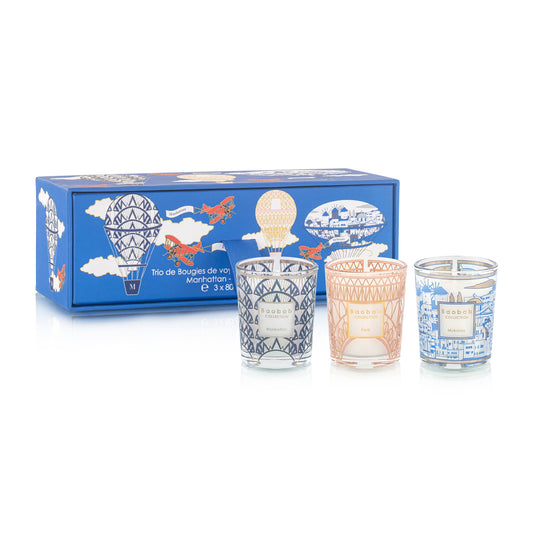 Baobab Trio Travel Candles: Paris, Mykonos, Manhattan