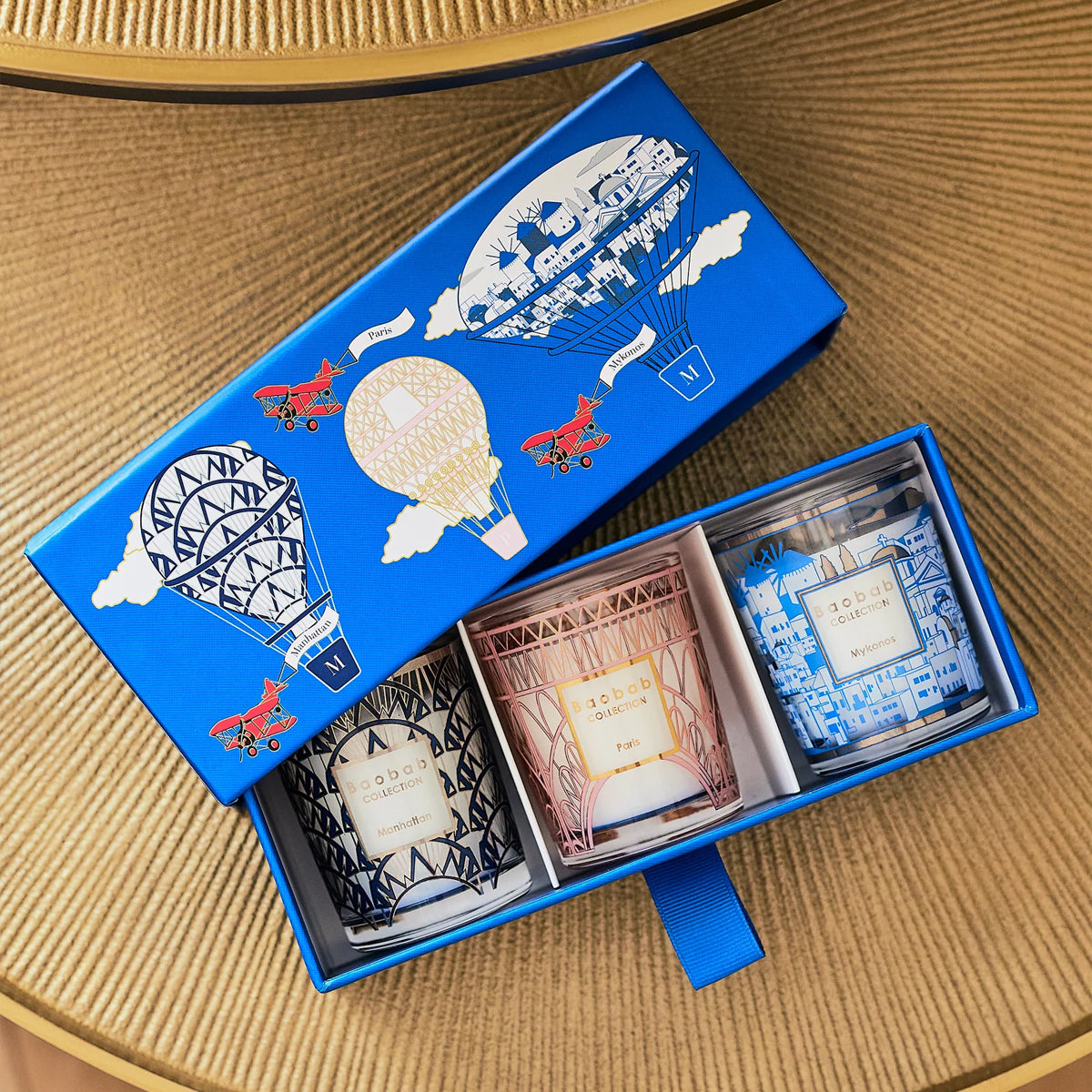 Baobab Trio Travel Candles: Paris, Mykonos, Manhattan