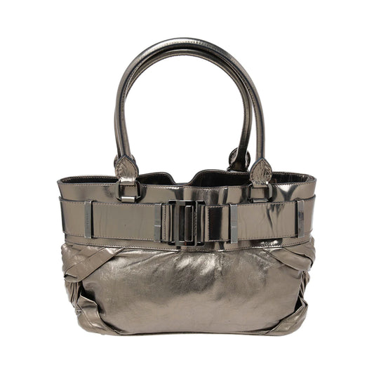 Burberry Metallic Grey Satchel