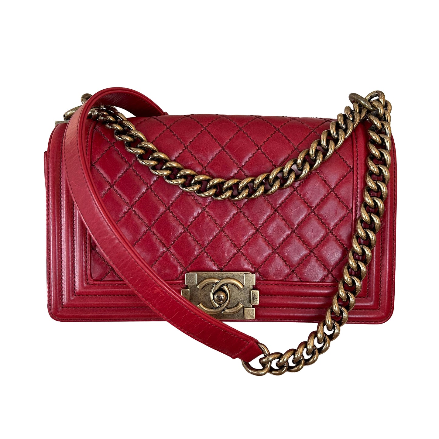 Pre-Loved Chanel Quilted Red Boy Flap