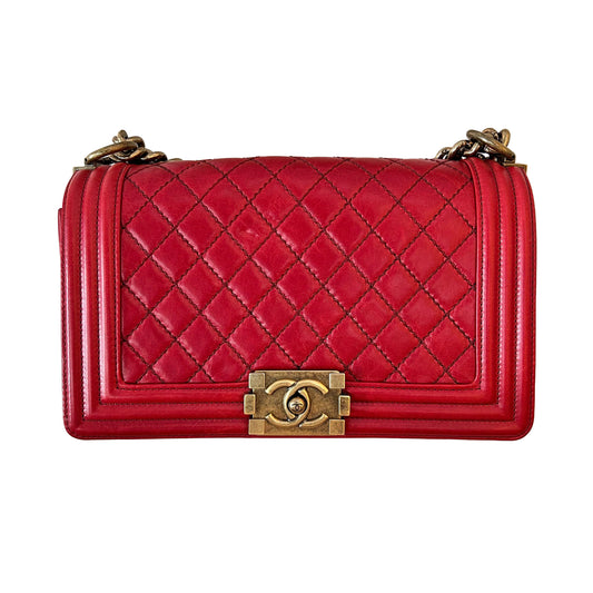 Pre-Loved Chanel Quilted Red Boy Flap
