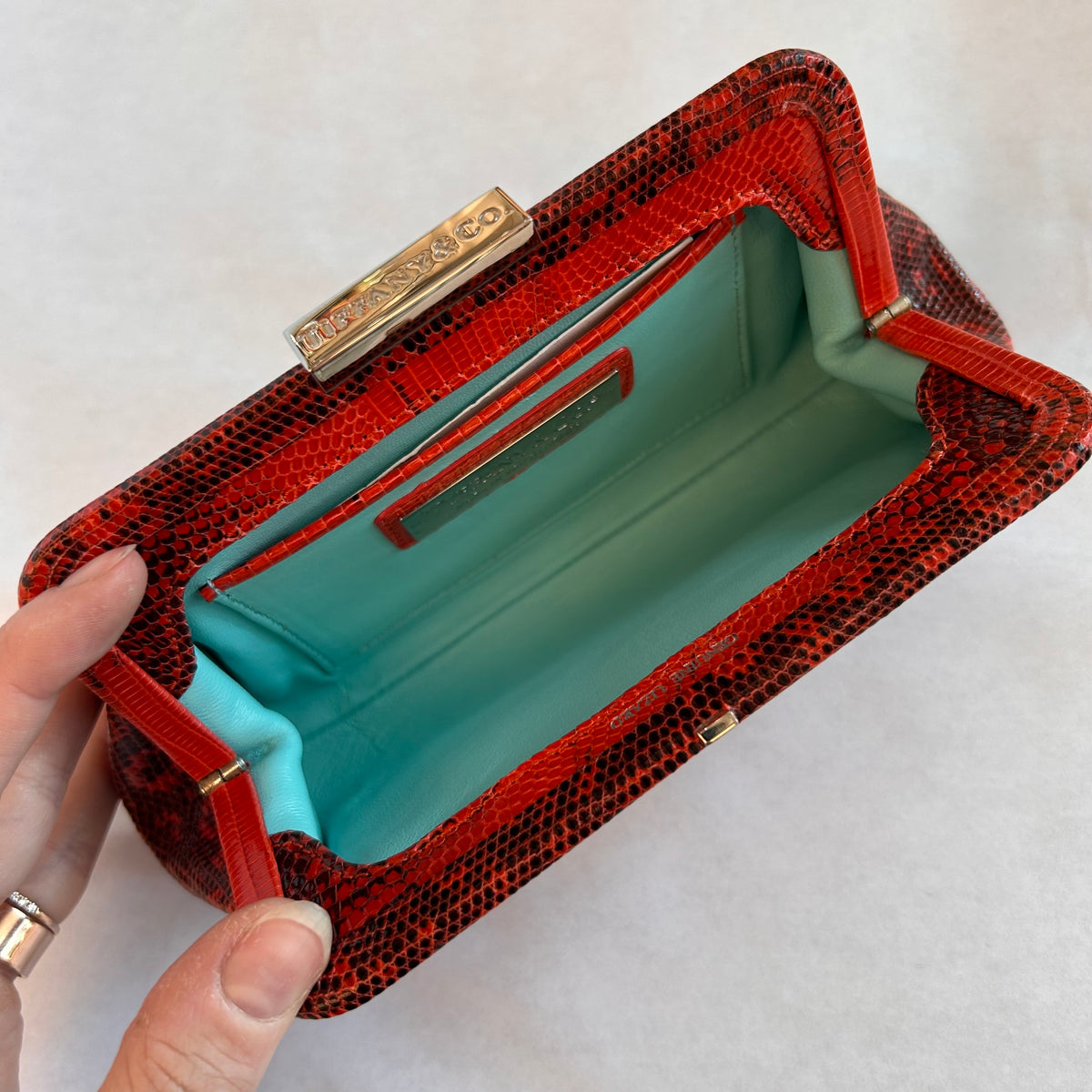 Pre-Loved Tiffany & Co. Red Lizard Clutch