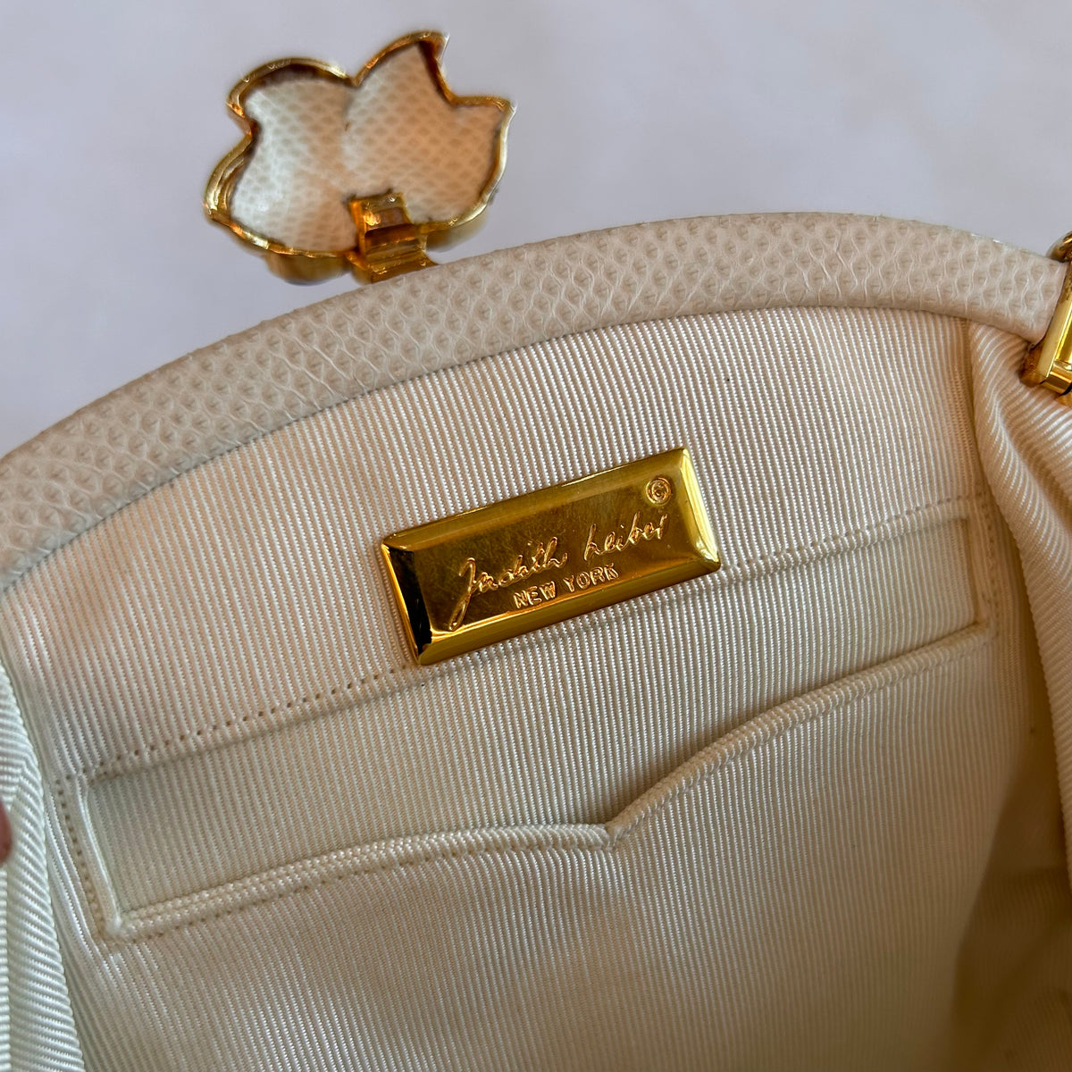 Pre-Loved Judith Leiber Ivory Snakeskin Evening Bag