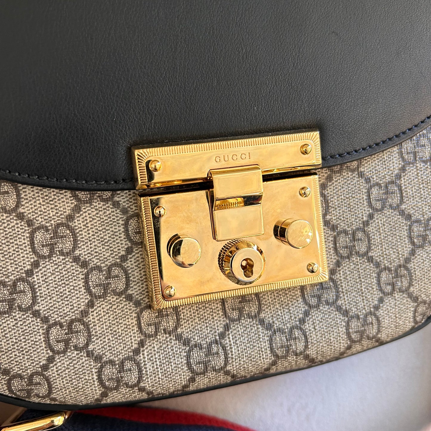 Pre-Loved Gucci Supreme GG Monogram Padlock Saddle Shoulder Bag