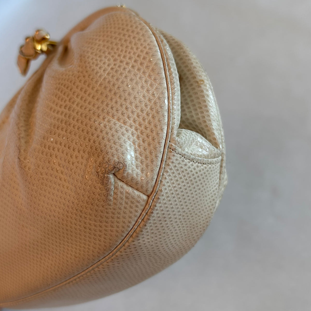 Pre-Loved Judith Leiber Ivory Snakeskin Evening Bag