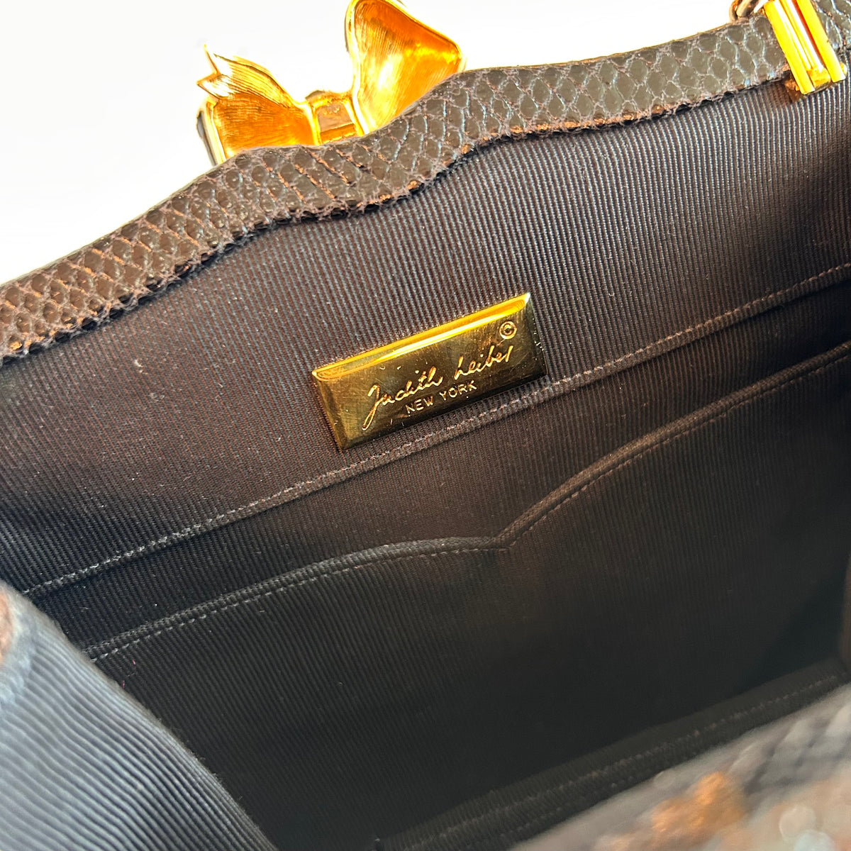 Pre-Loved Judith Leiber Black Snakeskin Evening Bag