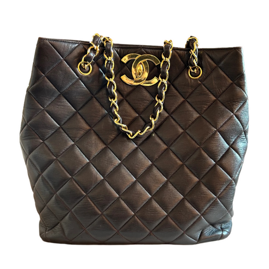 Pre-Loved Chanel Quilted Lambskin Leather Tote