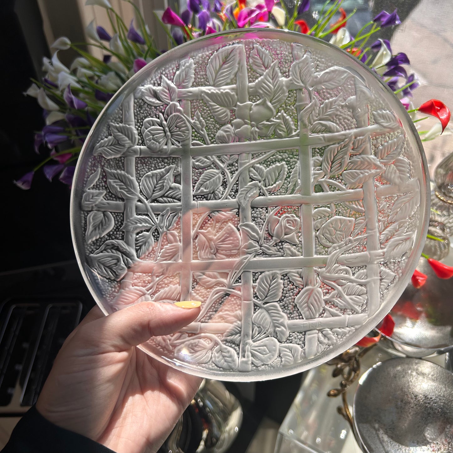 Baccarat Frosted Crystal Fleur Dish