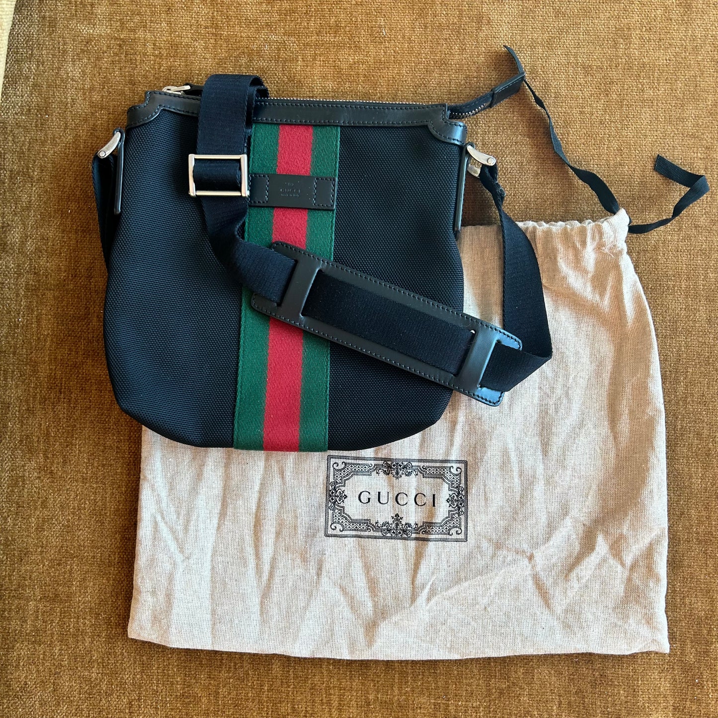 Pre-Loved Gucci Techno Canvas Web Messenger Bag