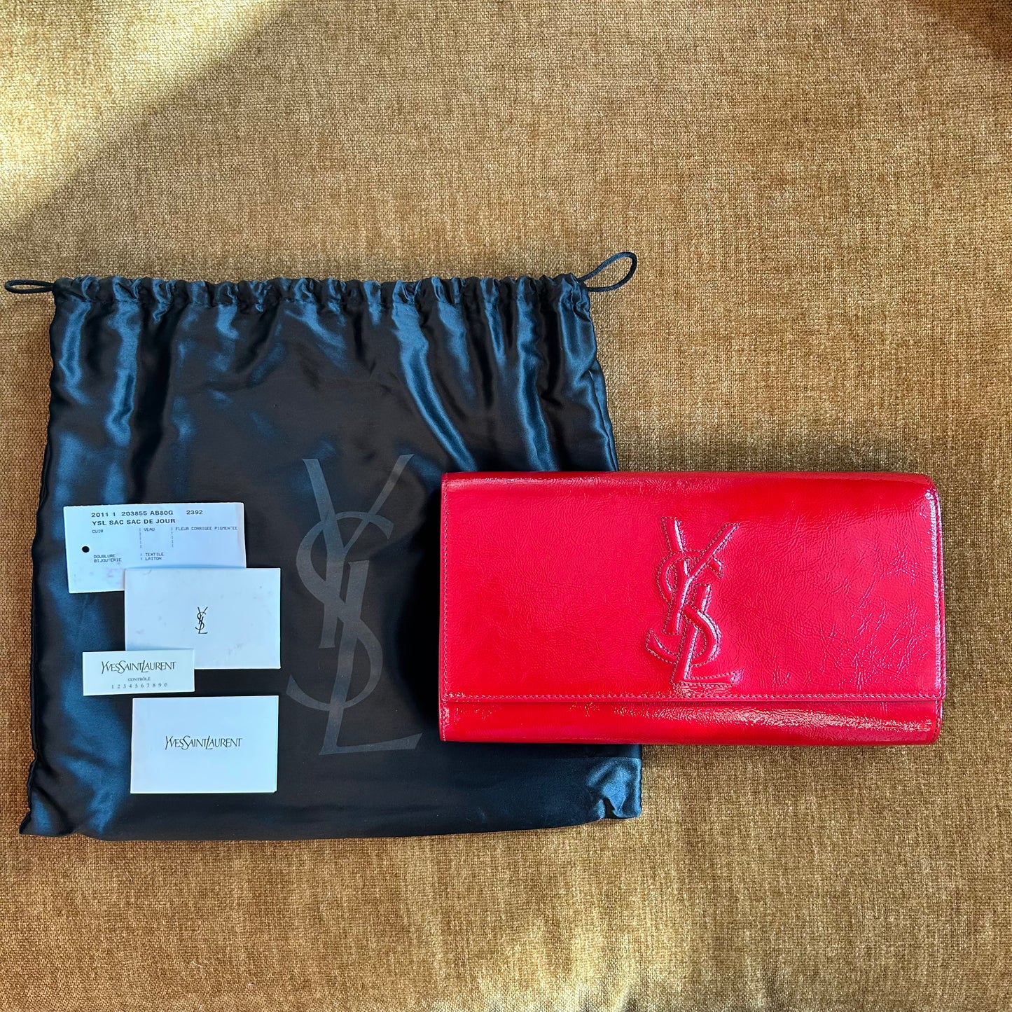 Pre-Loved YSL Red Patent Belle de Jour Clutch