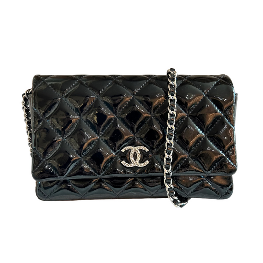 Pre-Loved Chanel Quilted Patent Leather Wallet on Chain