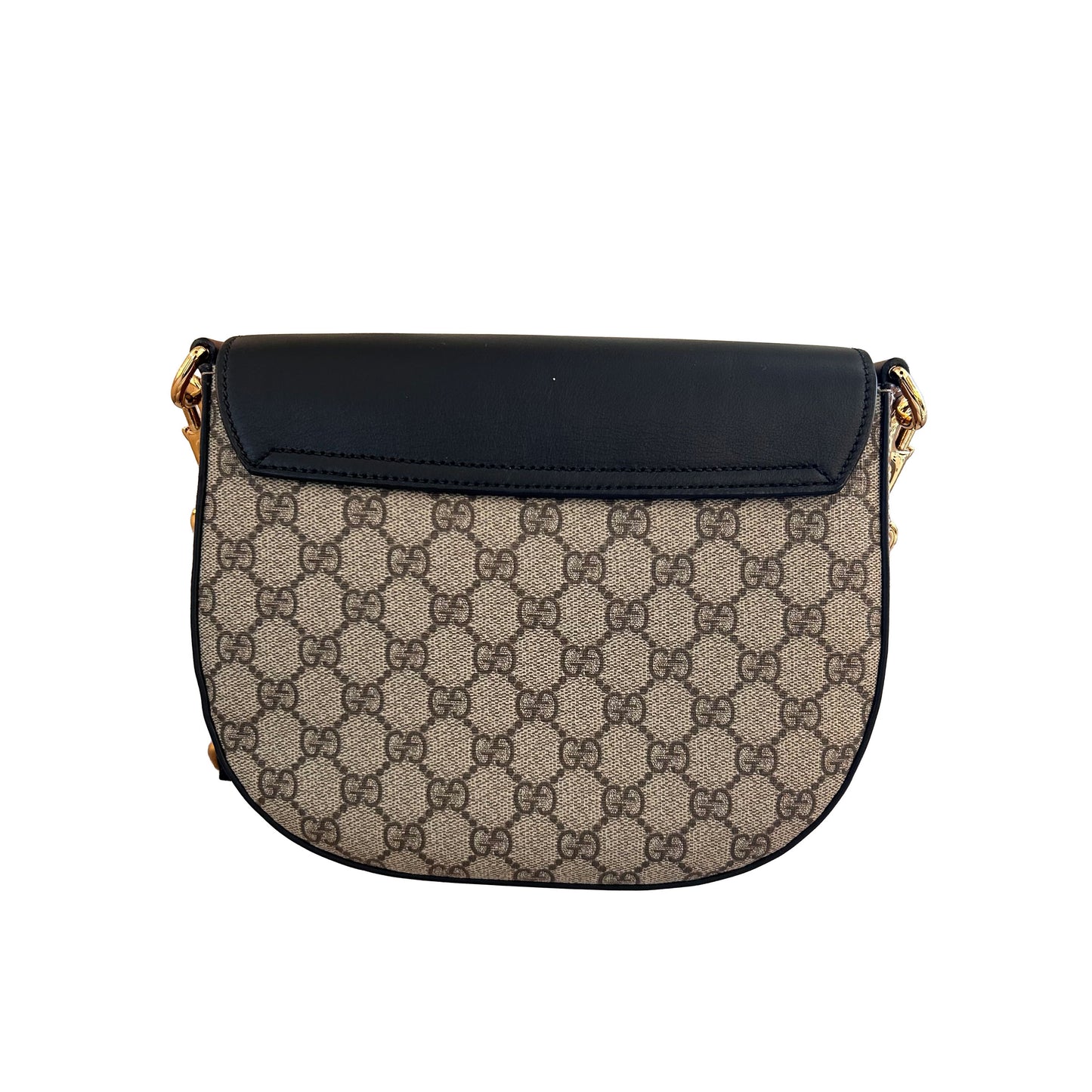 Pre-Loved Gucci Supreme GG Monogram Padlock Saddle Shoulder Bag