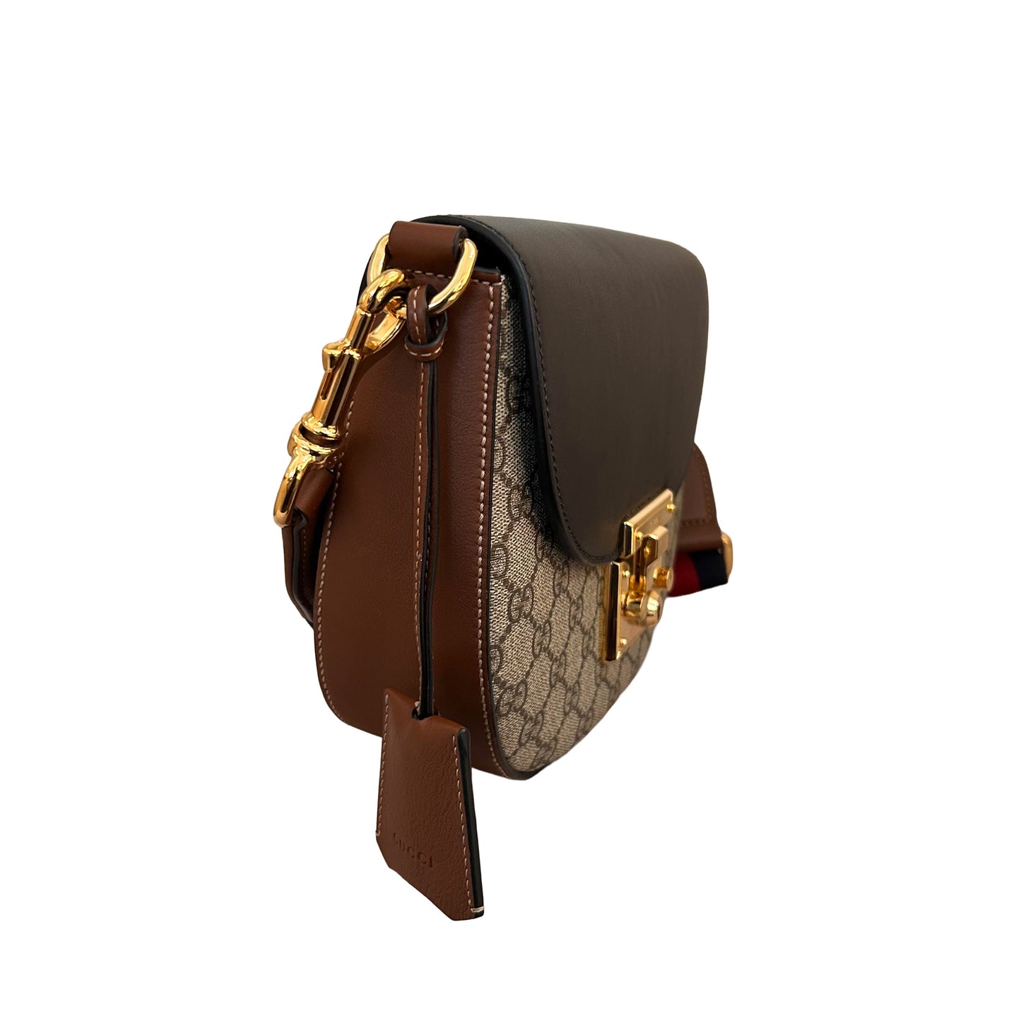 Pre-Loved Gucci Supreme GG Monogram Padlock Saddle Shoulder Bag
