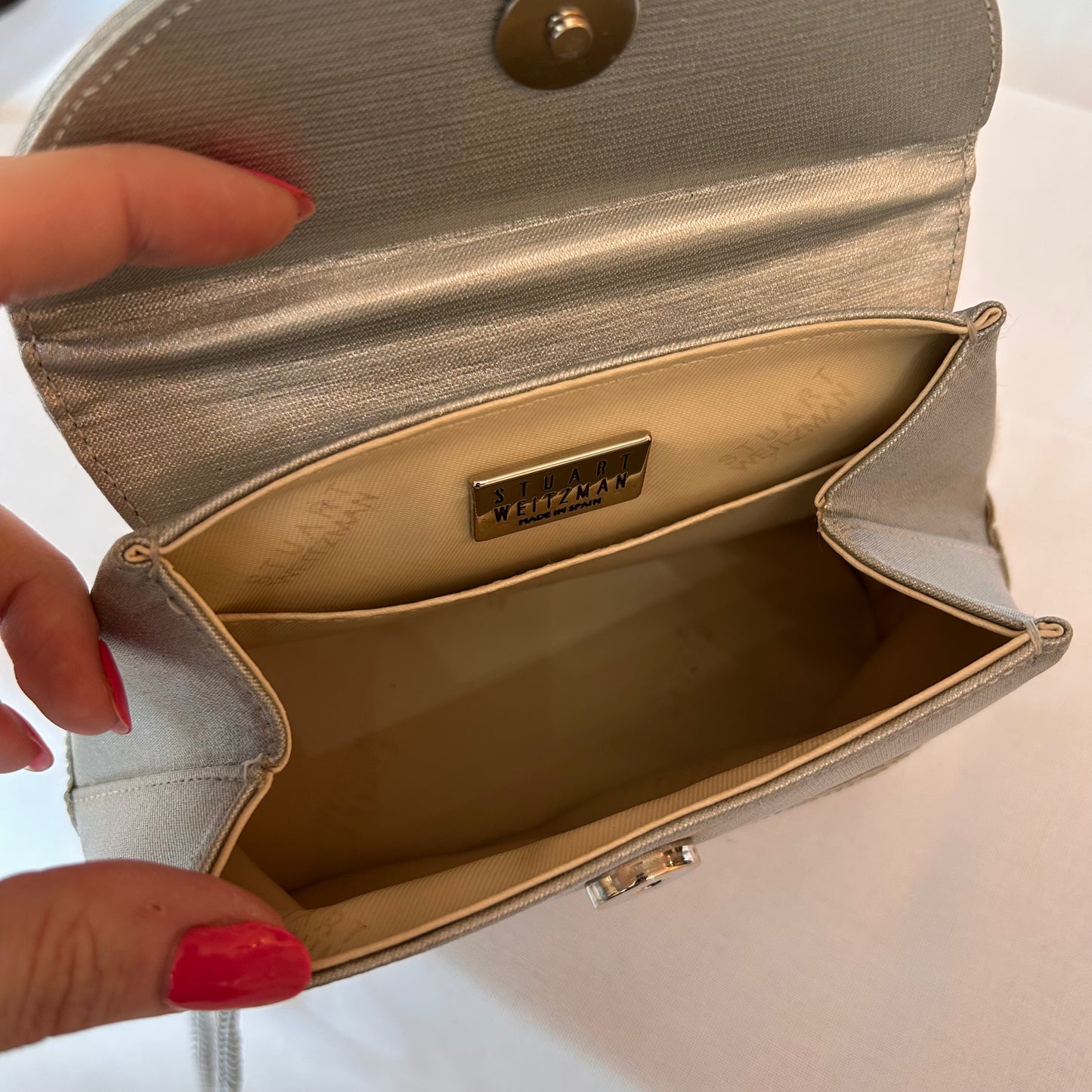 Pre-Loved Stuart Weitzman Silver Evening Bag