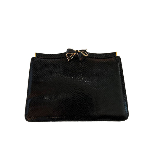 Pre-Loved Judith Leiber Black Snakeskin Evening Bag