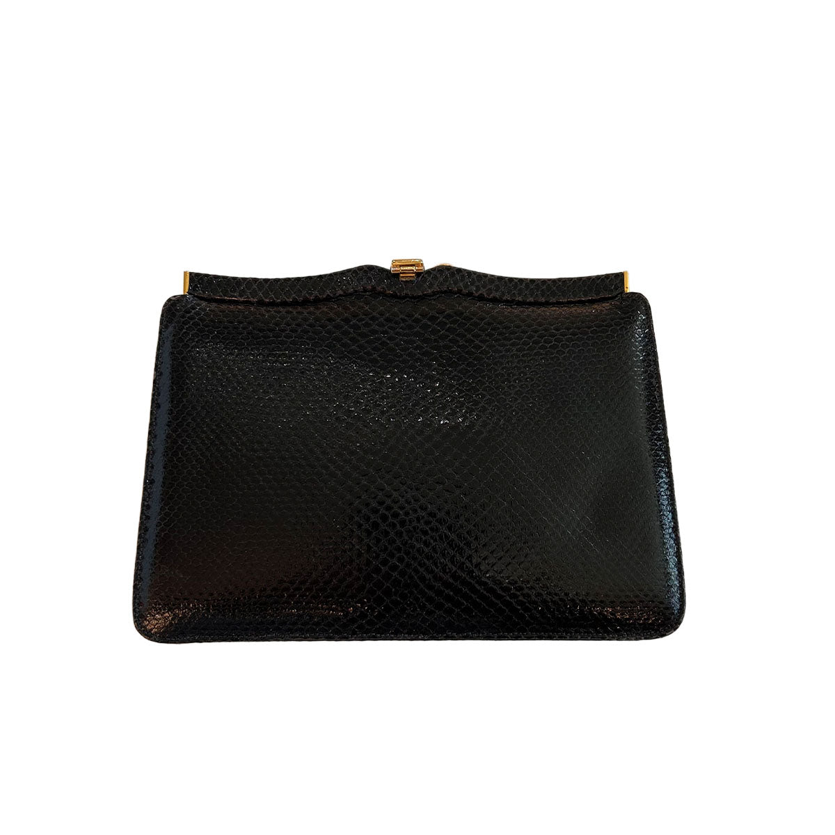 Pre-Loved Judith Leiber Black Snakeskin Evening Bag