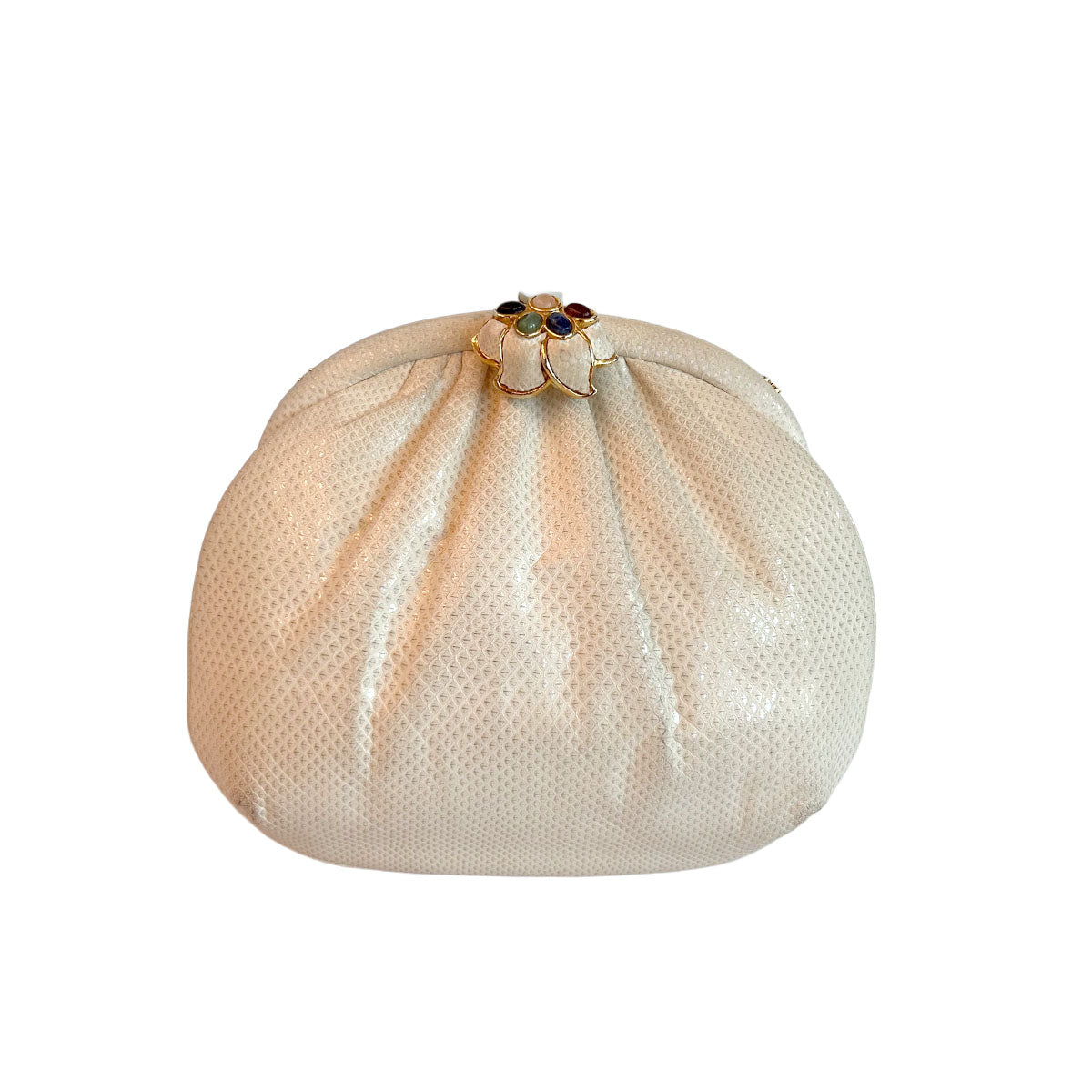 Pre-Loved Judith Leiber Ivory Snakeskin Evening Bag