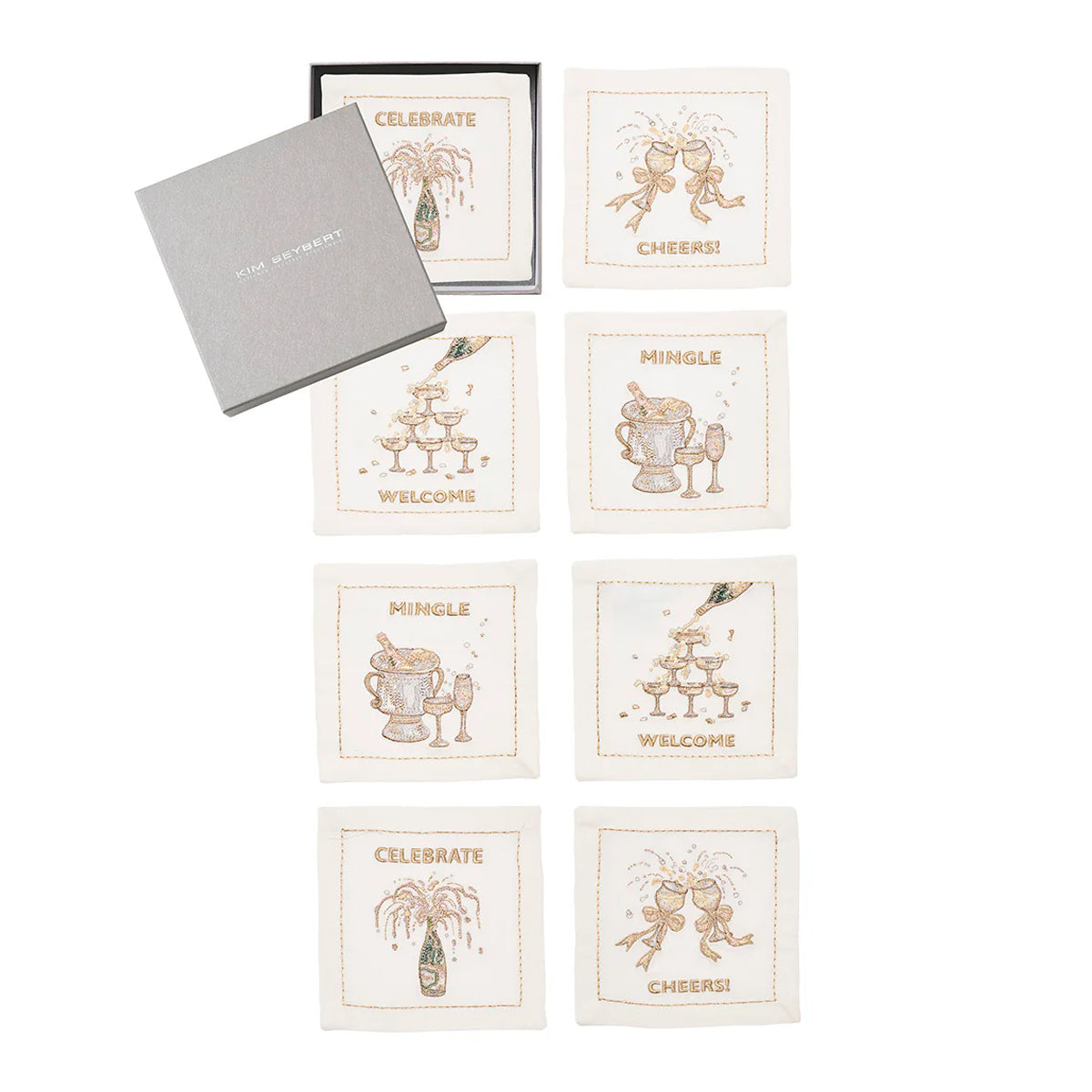Kim Seybert Cheers Cocktail Napkin - Set of 8