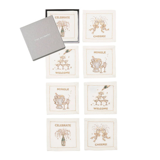 Kim Seybert Cheers Cocktail Napkin - Set of 8