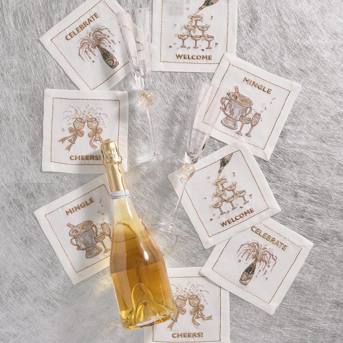 Kim Seybert Cheers Cocktail Napkin - Set of 8