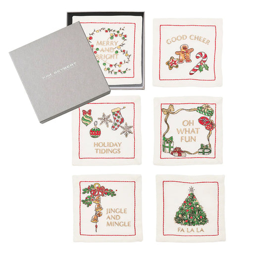 Kim Seybert Merry & Bright Cocktail Napkin - Set of 6