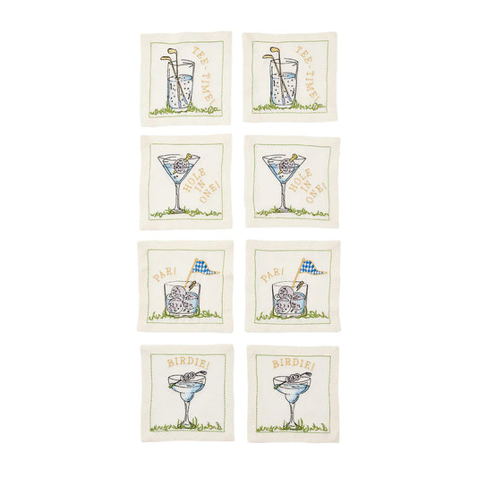 Kim Seybert Tee Time Cocktail Napkin - Set of 8