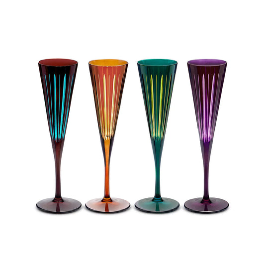 L'Objet Prism Champagne Glasses - Set of 4 (Assorted)