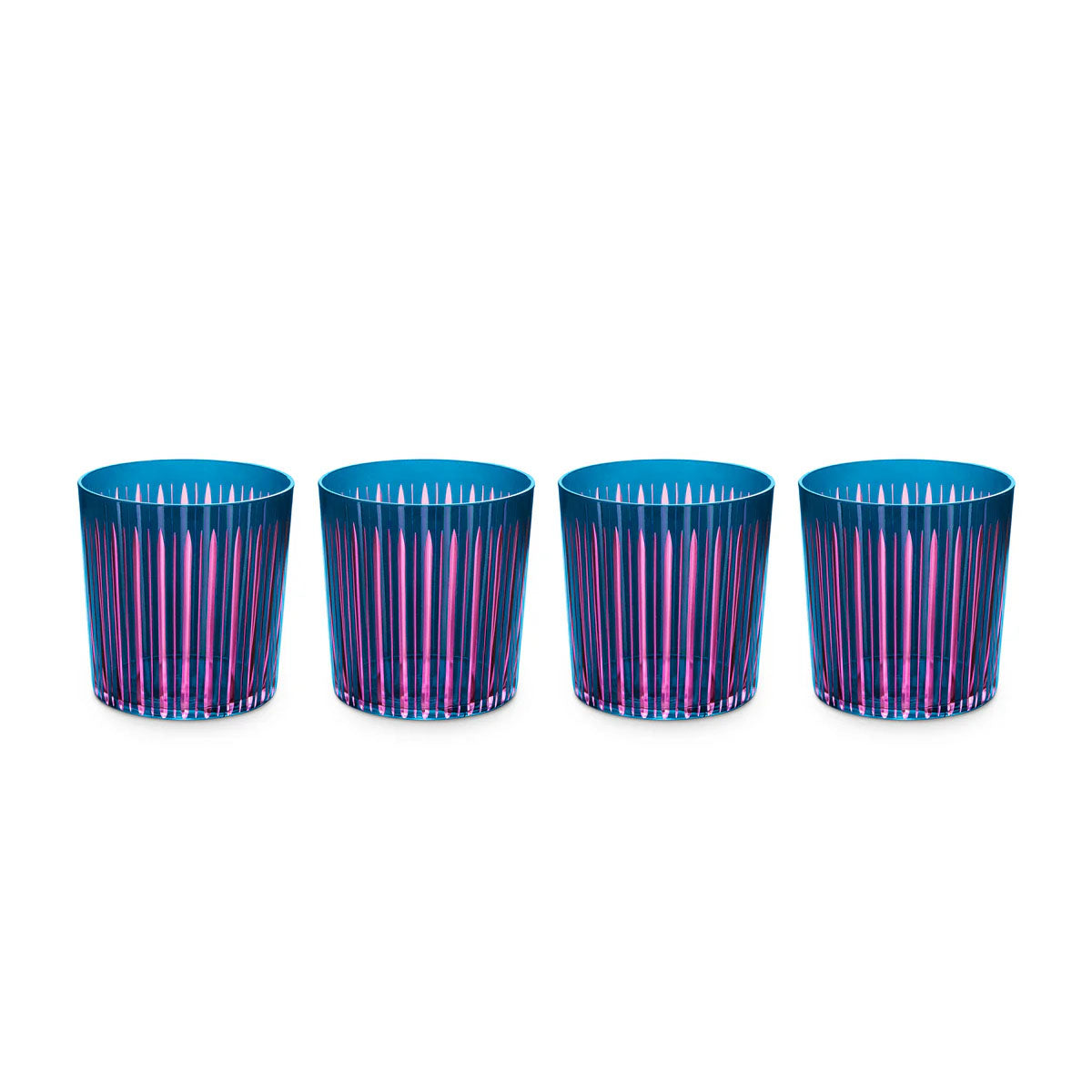 L'Objet Prism Double Old Fashioned Glasses - Set of 4 (Blue)