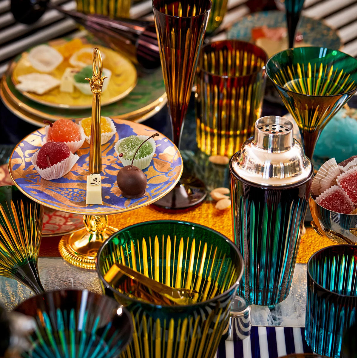 L'Objet Prism Highball Glasses - Set of 4 (Assorted)