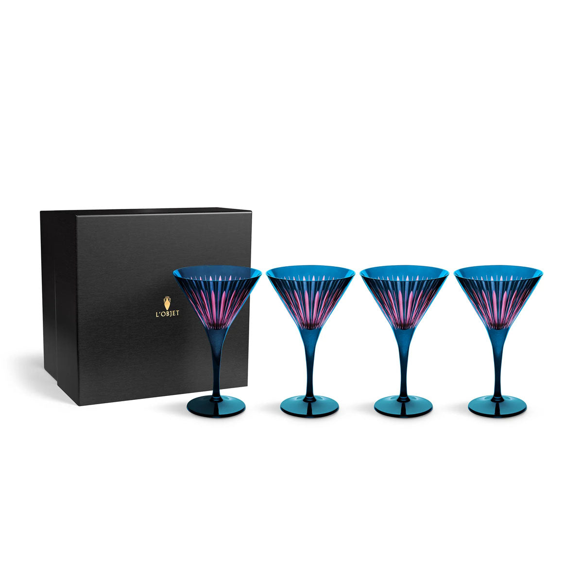 L'Objet Prism Martini Glasses - Set of 4 (Blue)