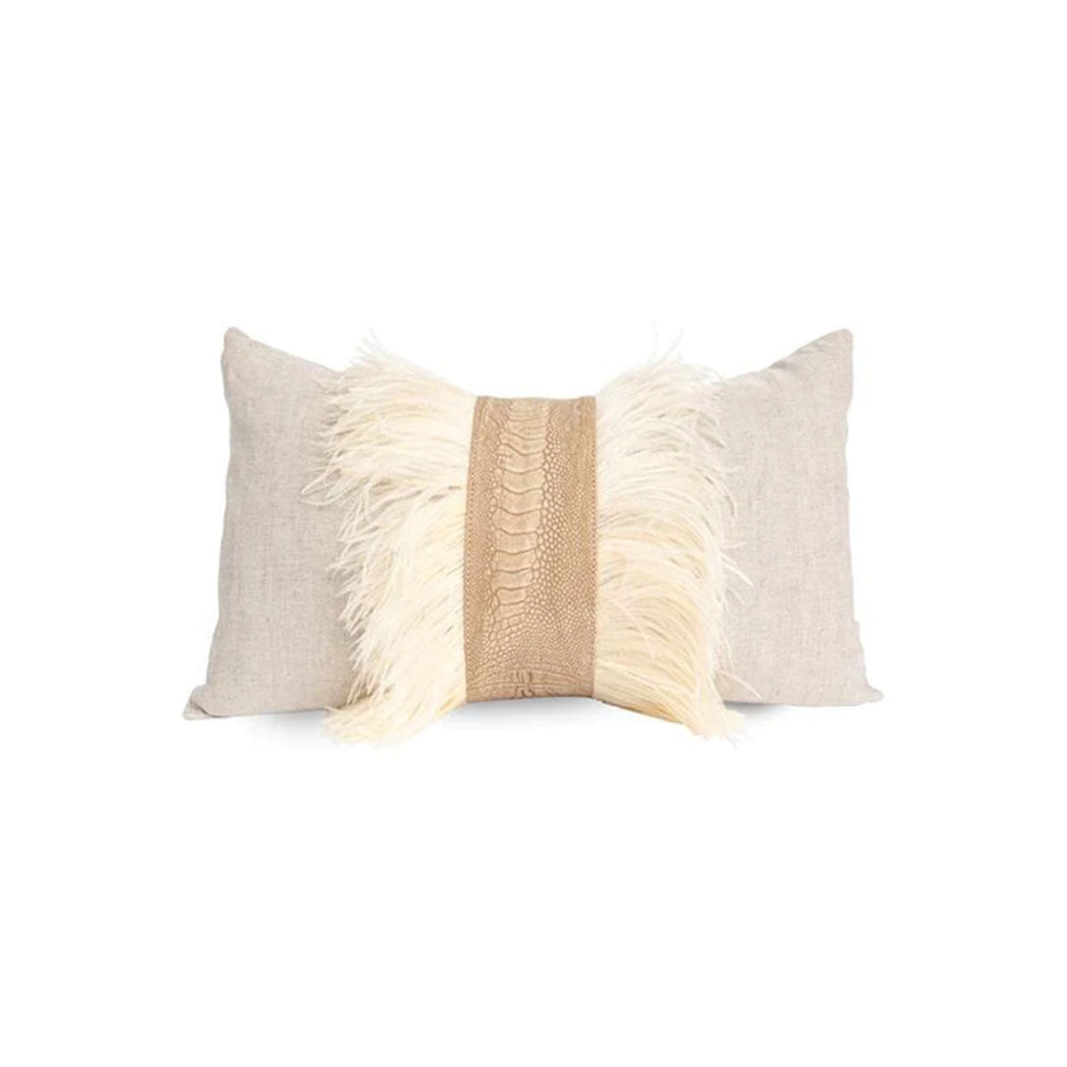 Ardmore Design - Ostrich Feather Trim Lumbar Pillow