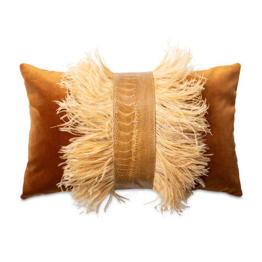 Ardmore Design - Ostrich Feather Trim Lumbar Pillow