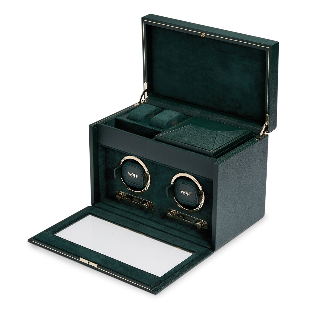 WOLF 1834 British Racing Double Watch Winder with Storage