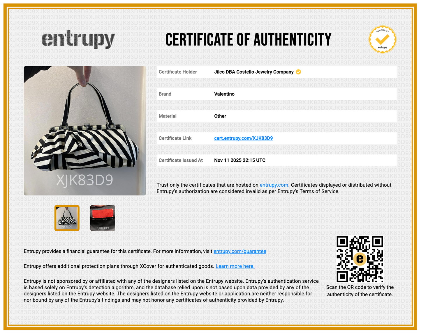 Pre-Loved Valentino Striped Silk Evening Bag