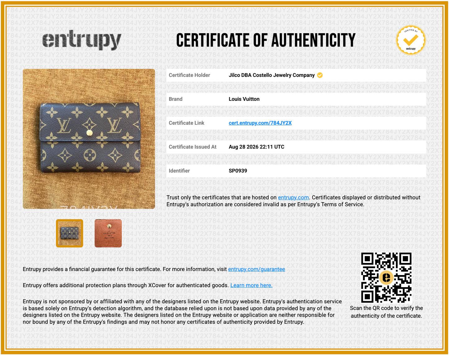 Pre-Loved Louis Vuitton Monogram Trifold Wallet