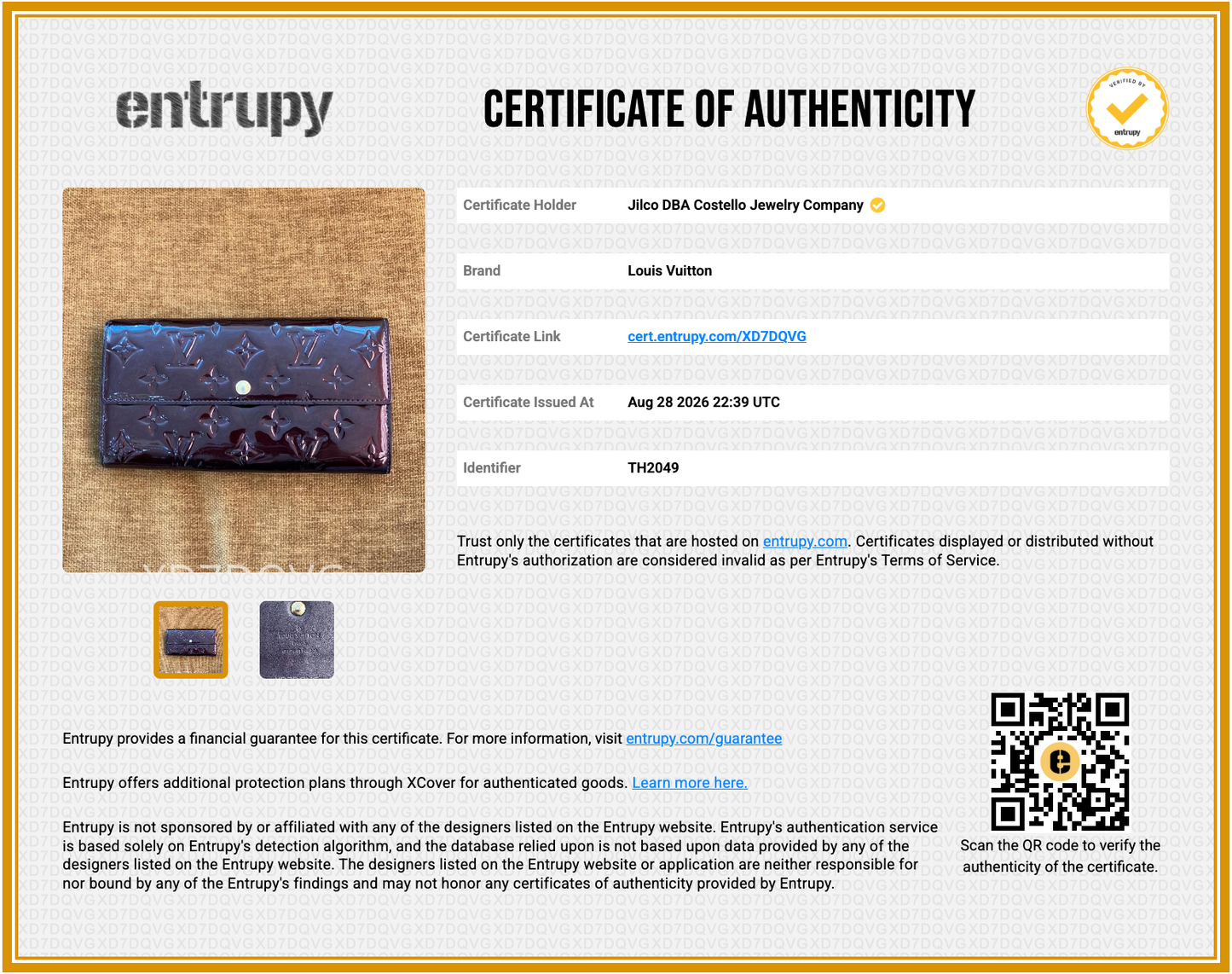 Pre-Loved Louis Vuitton Vernis Patent Continental Wallet