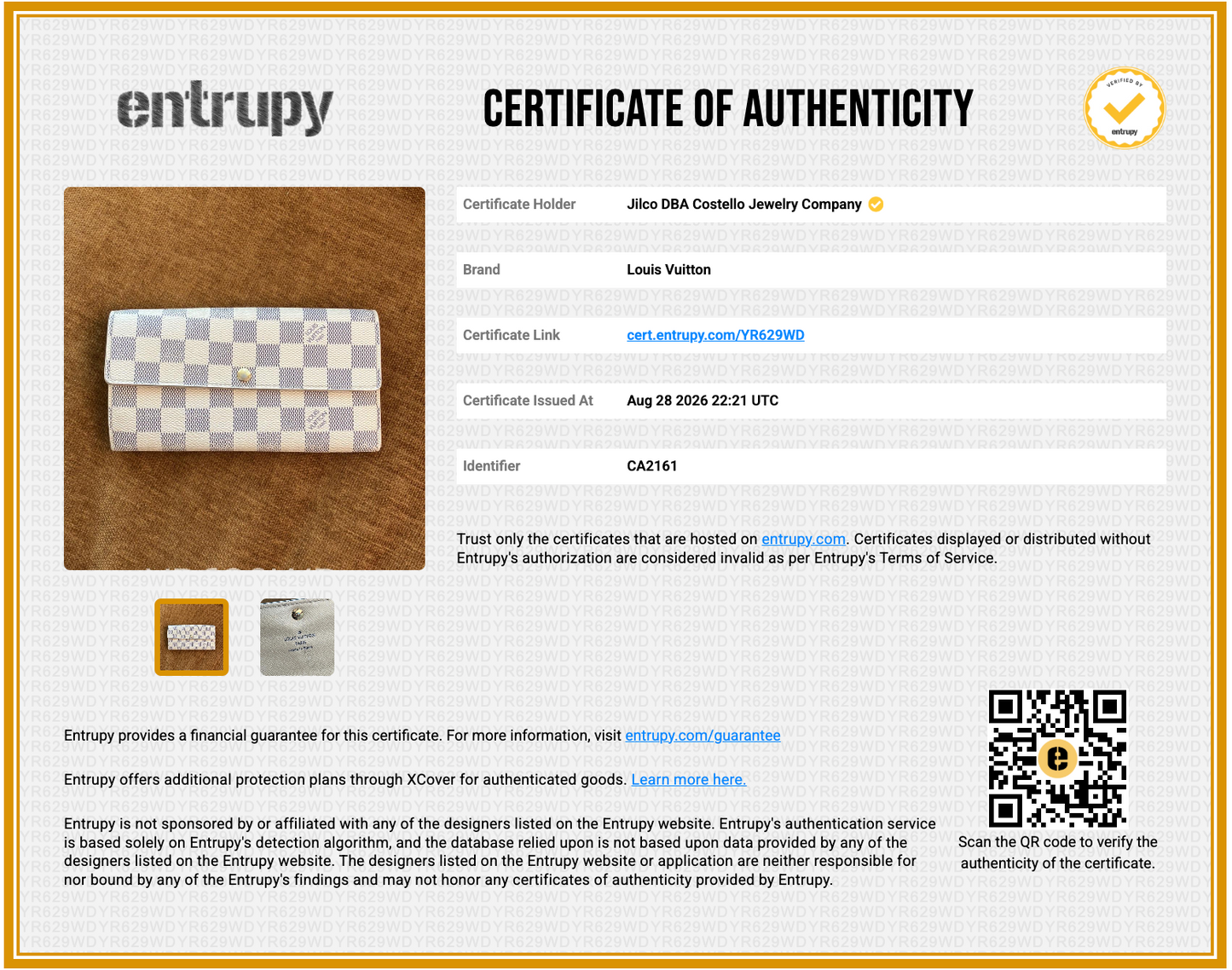 Pre-Loved Louis Vuitton Damier Azur Continental Wallet