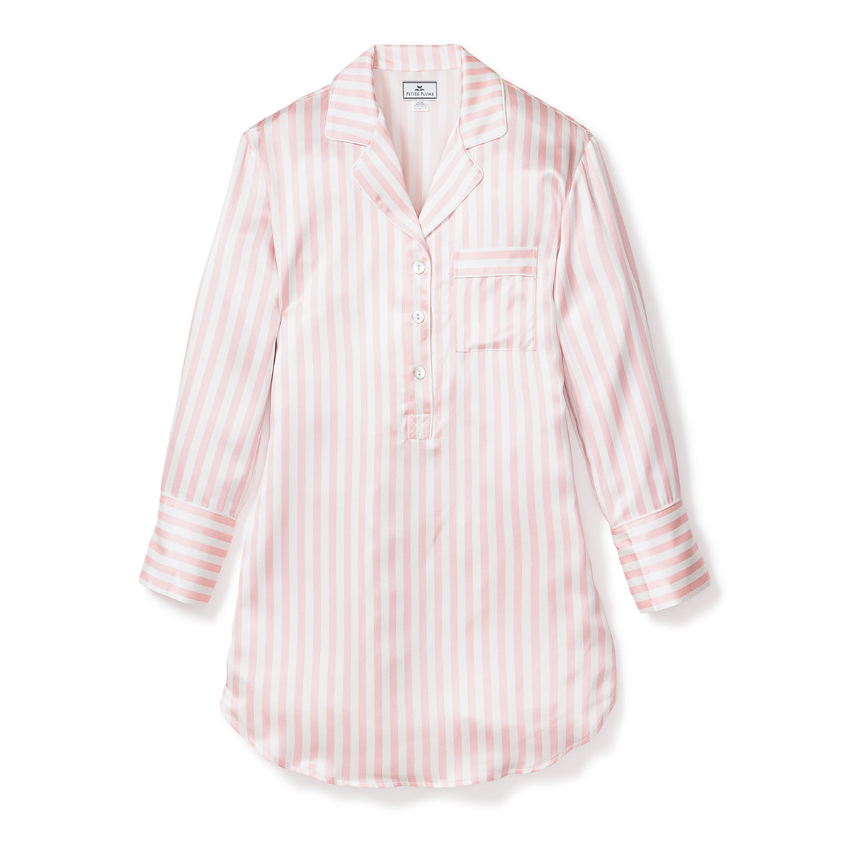 Silk Nightshirt with Pink Stripe