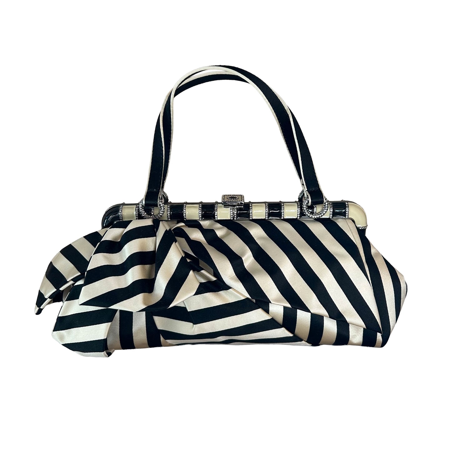 Pre-Loved Valentino Striped Silk Evening Bag