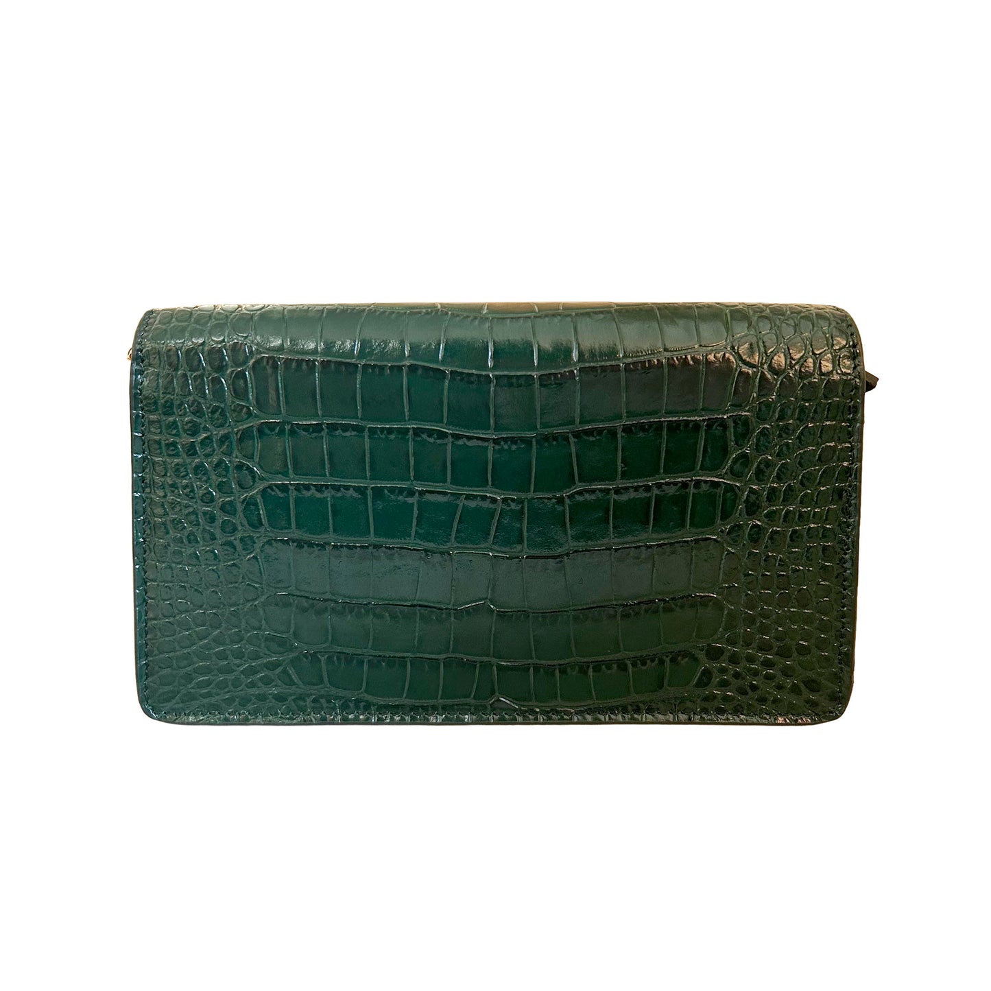 Pre-Loved Versace ‘95 Embossed Croc Wallet on Chain