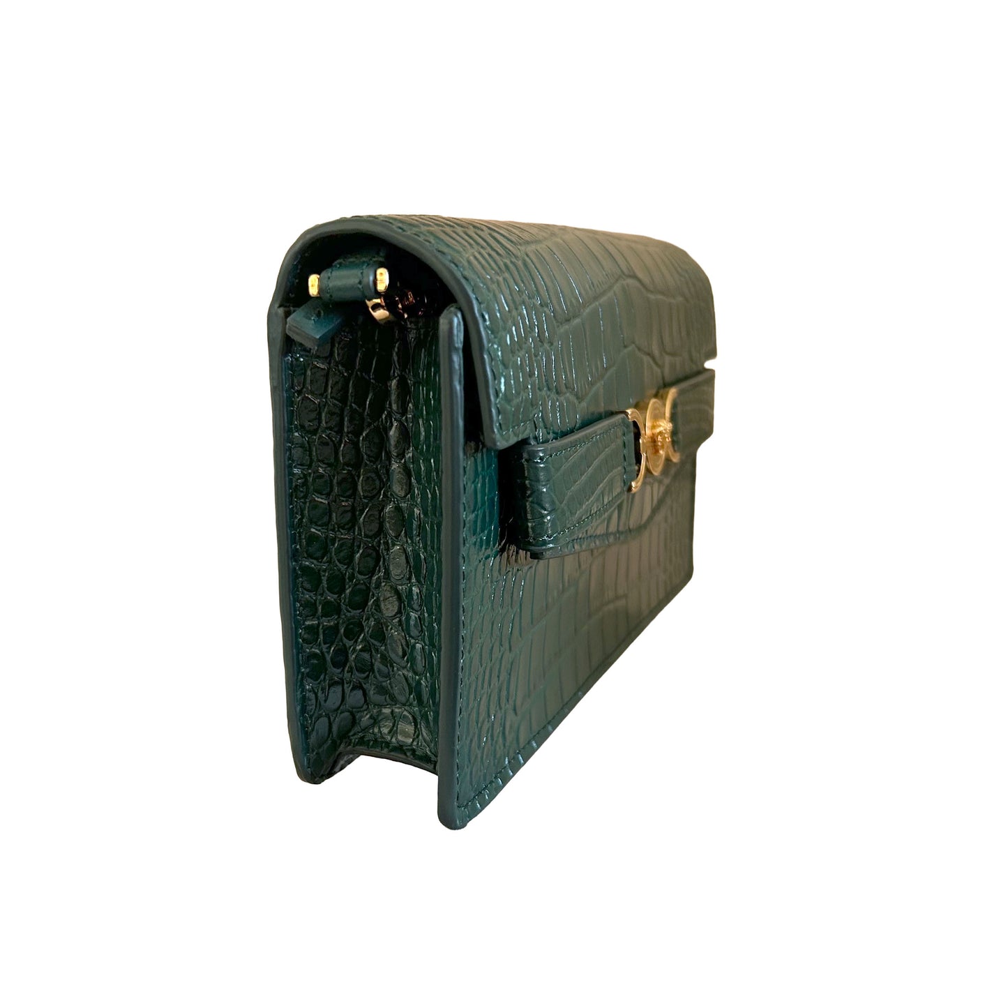 Pre-Loved Versace ‘95 Embossed Croc Wallet on Chain