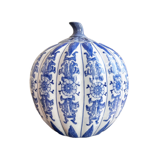 Vintage Chinese Blue & White Melon Jar