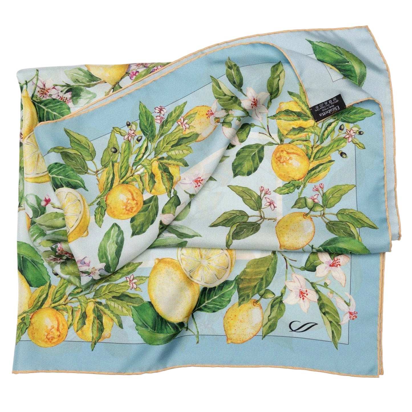 Limoni Fioriti - Silk Foulard - Sky Blue