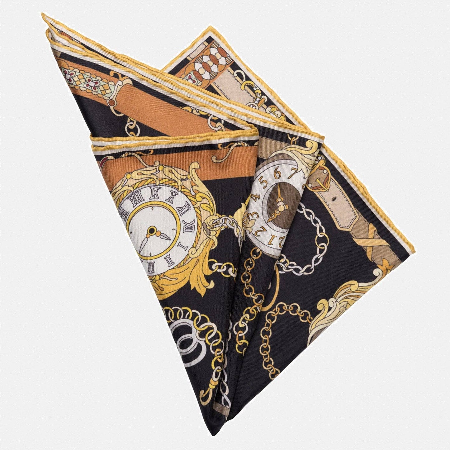 Like Clockwork - Silk Pocket Square - Black