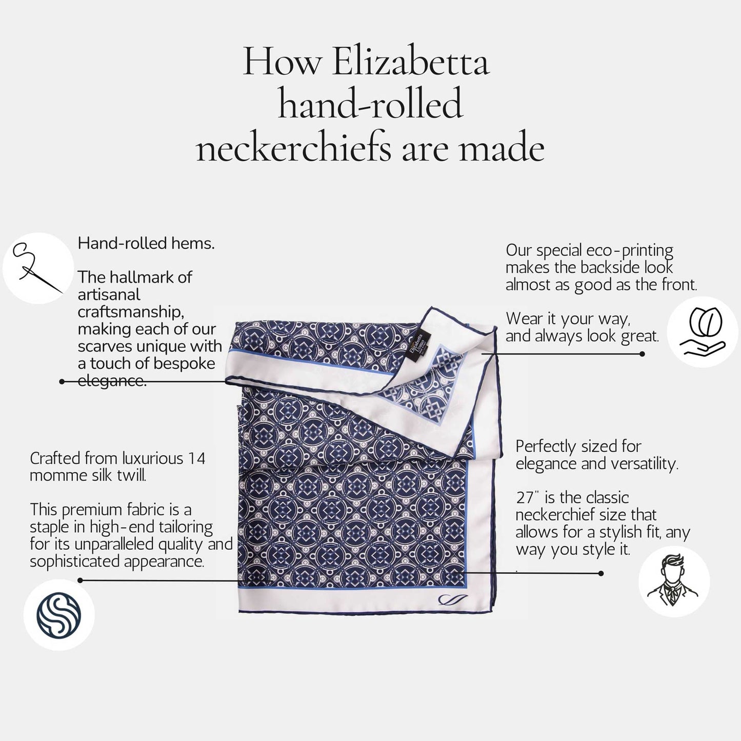 Feroni - Silk Neckerchief - Blue