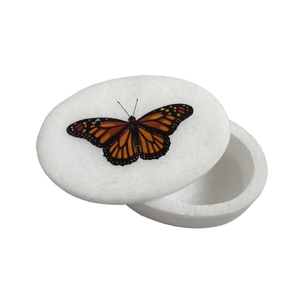 Monarch Butterfly Soapstone Jewelry Box